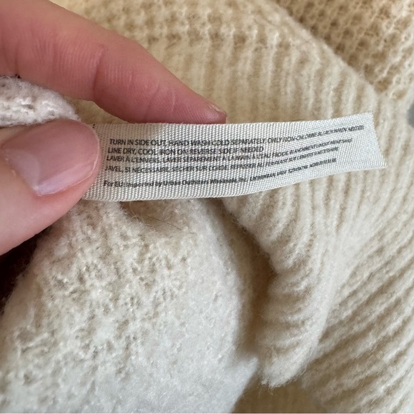 Free People Intimately M/L Cream Comfy Oversized Waffle Knit Pullover Sweater - Picture 7 of 10